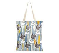 tplaotee Avatar di animali domestici personalizzati su borse di totalizzatore da donna Bulk Tote Bag Canvas Tote Bag Bulk per le donne lavoro spazi vuoti stile tribale grigio blu giallo motivo a