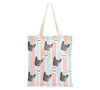 tplaotee Avatar di animali domestici personalizzati su tela Tote Tote Tote Bag per le donne Tote Bags Bulk per le donne Lavoro Plain Light Coral Light Blue Stripe Pattern