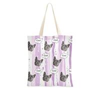 tplaotee Avatar di animali domestici personalizzati su Tote Borsa di tela Tote Bag con tasche Borsa di tela Tote Bag Bulk per Amici spazi vuoti Lavanda Viola Bianco Stripe Pattern Acquerello