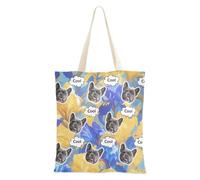 tplaotee Avatar su misura dell'animale domestico su tela Totes Bulk Tote Bags Borse di tela Bulk per le donne Plain Iriss Blu e Giallo Pittura a olio