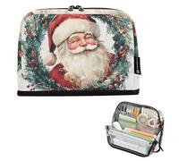 tplaotee Babbo Natale su una corona stile acquerello matite sacchetti grande capacità verticale Storage Bag Zip Desk Organizer per ragazzi scuola must have bolsa para lapices de ninos
