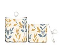 tplaotee Barattoli vintage in plastica trasparente con coperchio per accessori da bagno, decorazione per il bagno, per tamponi di cotone, tamponi di cotone, plettri interdentali, confezione da 2