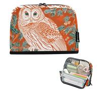 tplaotee Barred Owl Scalogno Cinese Elaborato Stile Pittura Portapenne Astuccio Grande Capacità Trucco Borse Con Scomparto Cancelleria Stoccaggio per Adolescenti Preppy School Supplies estuche para