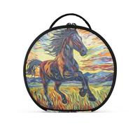 tplaotee Beauty case con cavalli al galoppo, con scomparti e maniglia, borsa da viaggio leggera da donna, con divisori regolabili, 27,9 cm