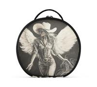 tplaotee Beauty case da donna con scomparti e manico, motivo cowgirl con ali e divisori regolabili, 27,9 cm