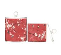 tplaotee Beauty Cherry Blossom - Contenitori in plastica trasparente con coperchio, accessori per ufficio, decorazione per filo interdentale, per tamponi di cotone, tamponi di cotone, plettri