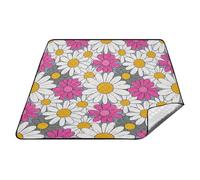 tplaotee Bella Daisy Floreale Pesca Fioritura Bianca Impermeabile Stuoia di picnic Esterna Impermeabile Outdoor Garden Mat per Outdoorsy Donne Concerto Coperta manta para hacer picnic