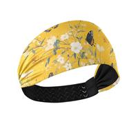 tplaotee Bella farfalla fiore giallo traspirante ampie fasce elastiche testa sudore fasce per le donne per palestra corsa pallavolo tennis