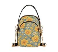 tplaotee Bella fiori gialli sfondo grigio borsa alla moda per le signore crossbody con multi tasche borse per le donne regali di compleanno per le donne