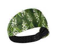 tplaotee Bianco Lily Of The Valley Fiori Foglie Verdi Raffreddamento Yoga Fascia Elastico testa per le donne per Atletica Sport Corsa Tennis lavaggio viso