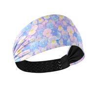 tplaotee Blu chiaro e rosa viole del pensiero fiori traspirante ampia fascia elastica sudore per ciclismo allenamenti calcio lavaggio viso