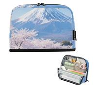 tplaotee Blu e Bianco Monte Giapponese Fuji Fiori di Ciliegio Astucci di Grande Capacità Portapenne Zip Cancelleria Astuccio per Adolescenti Preppy School estuche para lapices