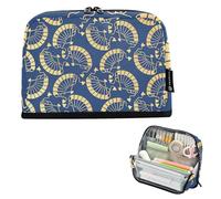 tplaotee Blu e Oro Sole Pieghevole Fan Matita Borse Grande Capacità Trucco Borse Leggero Multiuso Borsa per Bambini Asilo estuches escolares para lapices
