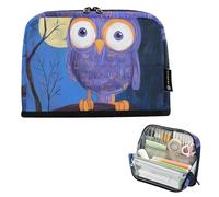 tplaotee Blu Gufo Carino Astuccio Organizer Grande Capacità Upright Storage Bag Zip Desk Organizer per Bambini Preppy School bolsa para herramientas