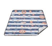 tplaotee Blu Mare Oceano Striscia Impermeabile Picnic Coperte Grande Partito Grande Coperta Esterna per Adulti Regali di Primavera manta para parque