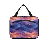tplaotee Blu Navy Viola Wave Fluid Art Style appeso trucco custodia da viaggio con gancio, designer moda borsa cosmetica per viaggio essenziale vacanza estuche para guardar maquillaje M, Blu navy