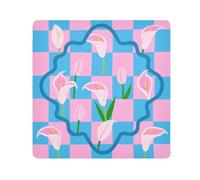 tplaotee Blu rosa a scacchi rosa calla gigli Magia Sacchetto di Trucco Panno Gioielli Organizzatore Avvolgere Lente Macchina Fotografica Panno Wrapper Trucco Per Le Donne Dimensioni 55,1x55,1 cm