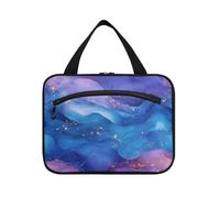 tplaotee Blu Rosa e Viola Wave Fluid Art Style appeso trucco borsa da viaggio con gancio, designer borse multifunzionali per gli uomini per le donne deve backpacking bolsa para maquillaje M