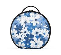 tplaotee Blue and FLOWERs - Trousse verticale autoportante impermeabile per cosmetici, con divisori regolabili, 27,9 cm, colore: blu