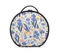 tplaotee Blue Iris, sfondo bianco moderno scandinavo borse da toilette con scomparti e maniglia leggera grande borsa per il trucco con divisori regolabili 27,9 cm