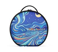 tplaotee Blue Magic Star and Moon Beauty Bags verticale autoportante grande borsa cosmetica con cerniera con divisori regolabili 28,9 cm
