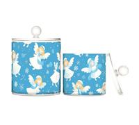 tplaotee Blue Snow Angel, organizer per alimenti in plastica trasparente con coperchio, per accessori da ufficio, decorazione per filo interdentale, per filo interdentale, confezione da 2