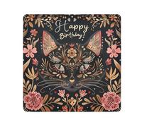 tplaotee Boho Marocchino Style Happy Birthday Cat Bronzo Autoadesivo Makeup Travel Case Cloth Cosmetic Organizer Wrap Camera Lens Cloth Wrapper Trucco per Donne Dimensioni 55,1 x 55,1 cm