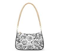 tplaotee Borsa a tracolla con catena alla moda con fiori di rosa bianca e nera per donna borsa a mano per le donne per le madri