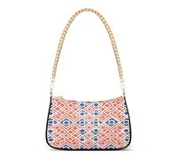 tplaotee Borsa a tracolla piatta geometrica con dadi arancioni e blu alla moda in pelle a catena per le donne per la corsa