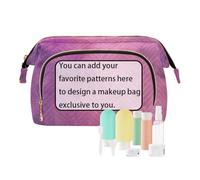 tplaotee Borsa cosmetica da viaggio di capacità viola dello spazio dell'acquerello personalizza il portamonete delle donne essenziali per gli elementi essenziali per le donne, Acquerello Spazio viola,