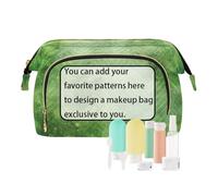 tplaotee Borsa cosmetica verde dello spazio dell'acquerello personalizza la borsa portatile del cambio della moneta delle donne per gli accessori da viaggio, Acquerello Spazio verde, 1 size