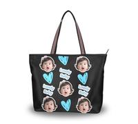 tplaotee Borsa da donna in tessuto di seta con cerniera riutilizzabile Immagine personalizzata sulle borse da donna (senario) Size15.7 x 11.4 Nero