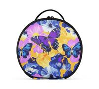 tplaotee Borsa da toeletta con farfalle e fiori dai colori vivaci con scomparti e maniglia Essentials Cosmetic Bag per borsa con divisori regolabili 27,9 cm