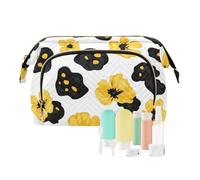 tplaotee Borsa da toeletta con motivo leopardato e foglie floreali, impermeabile, per organizzare il trucco, leopardo, pelle, macchia, foglie, floreale, 1 size
