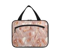 tplaotee Borsa da viaggio da appendere in oro rosa con fiore carino con gancio, kit da barba di necessità di design borsa per gli uomini per le donne che viaggiano hotel estuche para maquillaje M