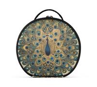 tplaotee Borsa da viaggio in stile vittoriano retrò vintage blu pavone verde borsa verticale autoportante grande borsa cosmetica con cerniera con divisori regolabili 27,9 cm