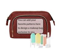 tplaotee Borsa da viaggio per articoli da toeletta in lino marrone rossastro personalizza la borsa leggera di periodo di trucco per il viaggio degli articoli da toeletta, Texture di lino marrone