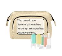 tplaotee Borsa da viaggio per articoli da toeletta semplici puri di colore solido del grano personalizza le borse cosmetiche portatili per la borsa per il cosmetico di, grano Tinta unita Pure Plain, 1