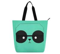 tplaotee Borsa decorativa per libri carina per bambini e adulti, carino cartone animato panda grandi occhi color foglia di tè impermeabile per bambini borsa della spesa riutilizzabile borsa per la