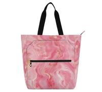 tplaotee Borsa decorativa per libri per bambini per ragazzi ragazze donne, marmo pesca leggera riutilizzabile borsa da spiaggia con cerniera per scuola lavoro viaggi arcobaleno bolso para libros