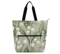 tplaotee Borsa decorativa per libri per bambini, ragazzi e ragazze, arte del mughetto neutro, grande, borsa della spesa riutilizzabile, con cerniera, per scuola, lavoro, viaggi, arcobaleno bolsa para