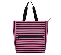tplaotee Borsa decorativa per libri, per ragazzi, ragazze e adulti, con strisce orizzontali color pesca e nere, leggera, con manici con cerniera, per scuola, shopping, spiaggia, arcobaleno