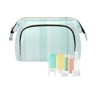 tplaotee Borsa impermeabile del cambiamento della borsa di trucco delle strisce blu-verdi per il trucco cosmetico, strisce blu-verdi, 1 size