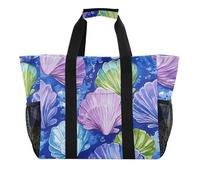 tplaotee Borsa multiuso di arte di colore scuro Shell per il tronco riutilizzabile Shopping Bag pieghevole Beach Tote con scomparti con manici Viaggio Lavanderia Carryall