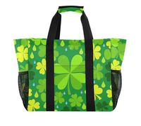 tplaotee Borsa multiuso verde con trifoglio di San Patrizio per il tronco Borsa per la spesa riutilizzabile Borsa di Tote pieghevole per la spiaggia Resistente all'acqua con manici Borsa di Tote della