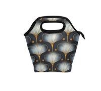 tplaotee Borsa per il pranzo con manico curvo, grande, per donne, a prova di perdite, isolata, per viaggi, spiaggia, scuola, motivo cipresso bianco e nero