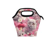 tplaotee Borsa per il pranzo per ragazze con manico curvo isolato, borsa termica per il pranzo, resistente all'acqua, per picnic, campeggio, gatti Selkirk Rex, stile realistico