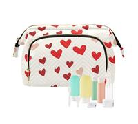 tplaotee Borsa per il trucco cosmetico a forma di cuore rosso per San Valentino borsa impermeabile per cosmetici da viaggio, Cuore rosso amore San Valentino, 1 size