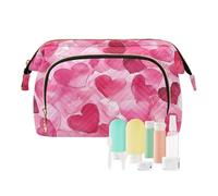 tplaotee Borsa per il trucco da viaggio con cuore color pesca, per San Valentino, impermeabile, borsa per il cambio essenziale per le donne, San Valentino Peach Love Heart, 1 size