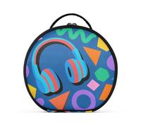 tplaotee Borsa per il trucco verticale autoportante con cuffie, forme geometriche, stile Memphis, borsa cosmetica da donna, con divisori regolabili, 27,9 cm